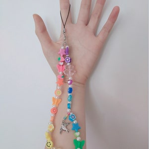 Special Price Now 90s Handy Charm, beaded phone chain, y2k phone chain mix matched Regenbogen