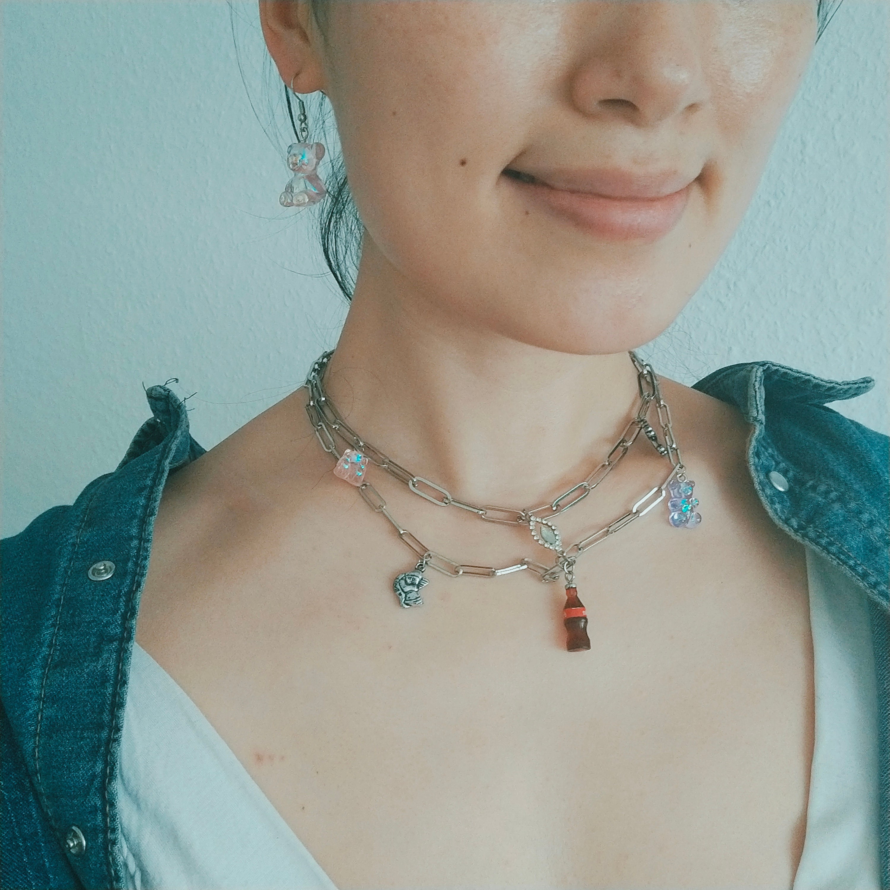 Y2k necklace chain silver 2000er necklace multilayer Etsy