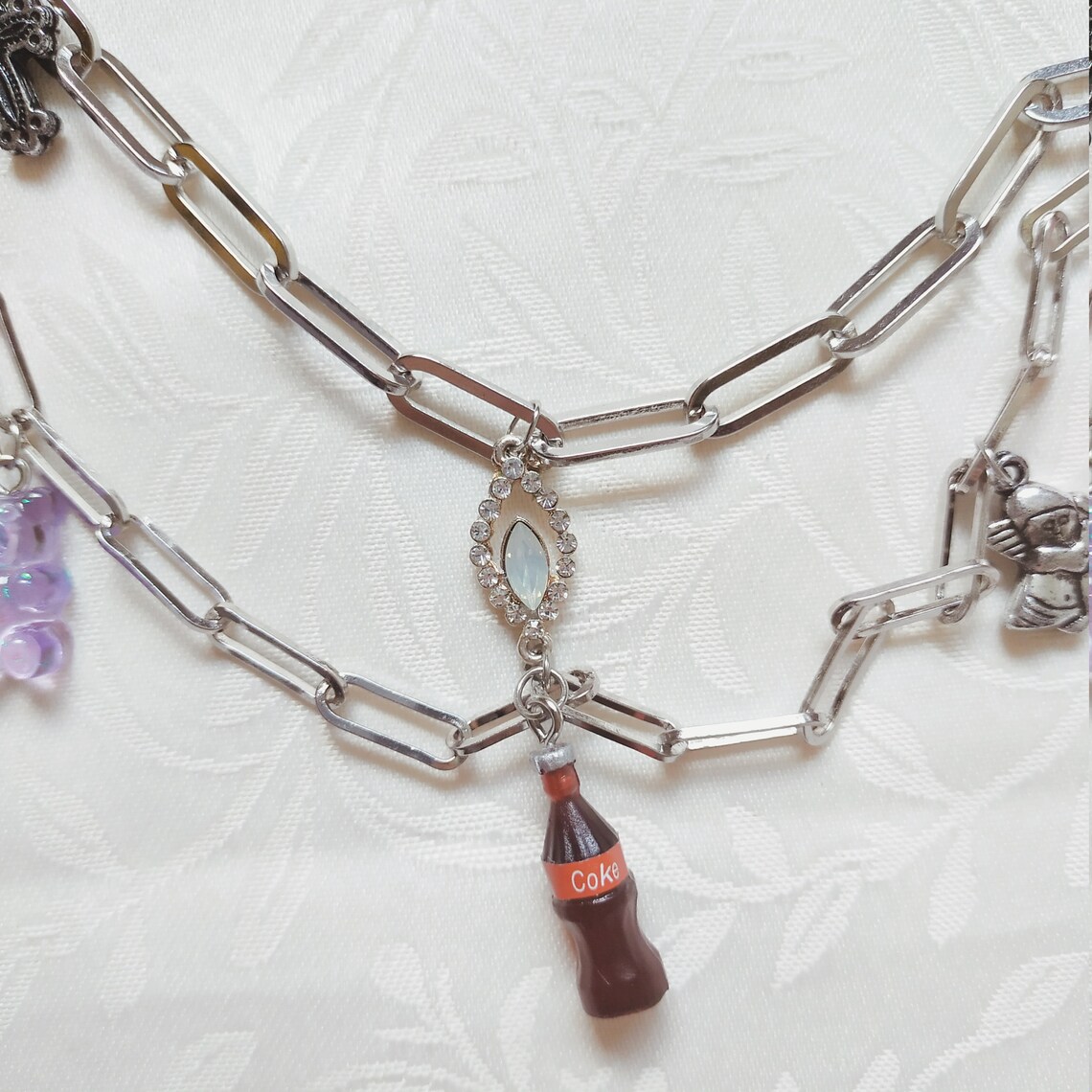 Y2k necklace chain silver 2000er necklace multilayer Etsy