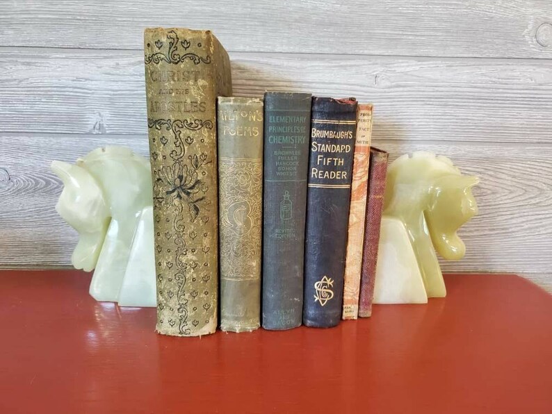 Handcarved Green Onyx Bookends From Mexico, Horse Statues, Shelf Decor ...