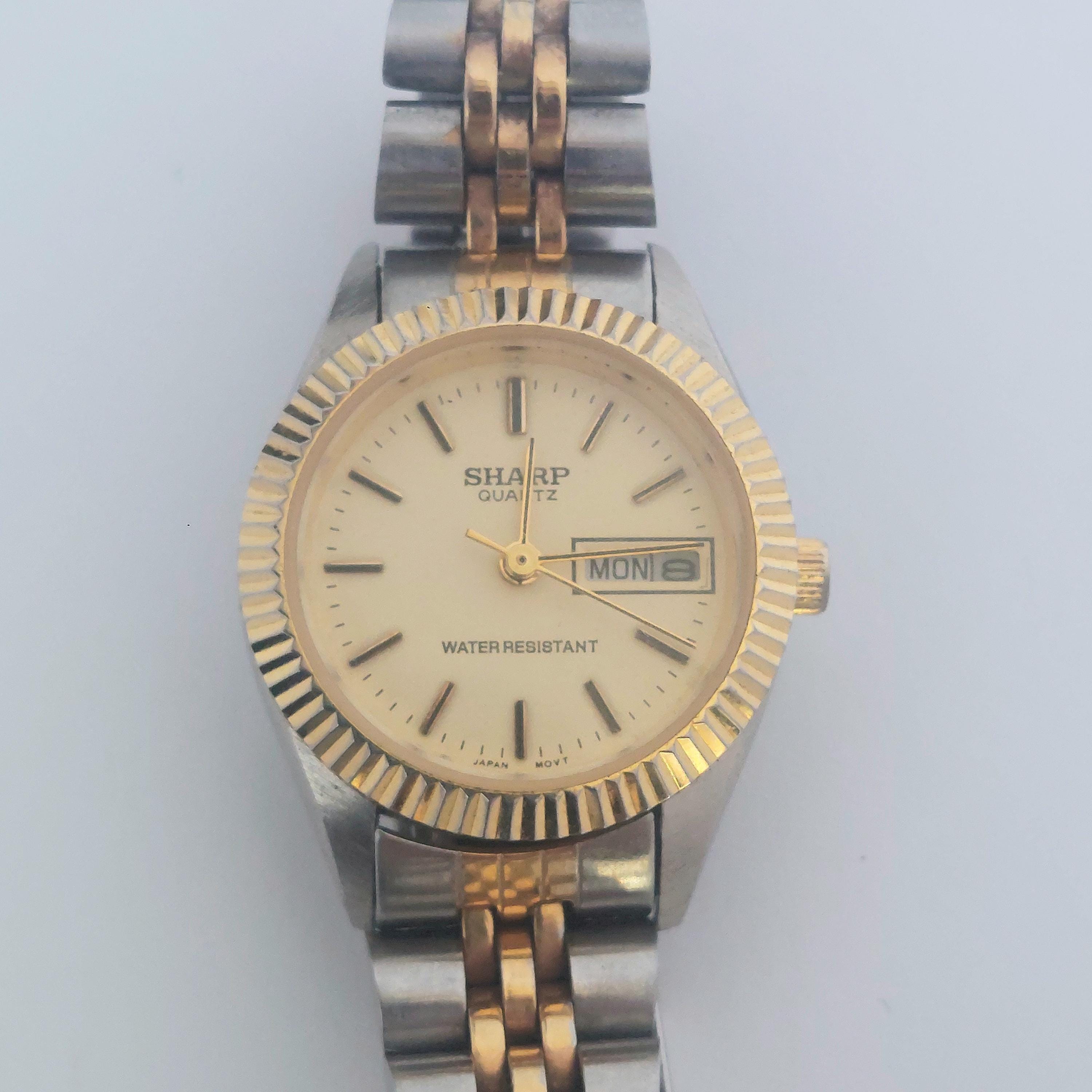 Vintage Sharp OPTI-GLO Ladies Wristwatch Silver Gold Stretched Metal Band Watch Sharp Ladies Watch - Etsy main image 3