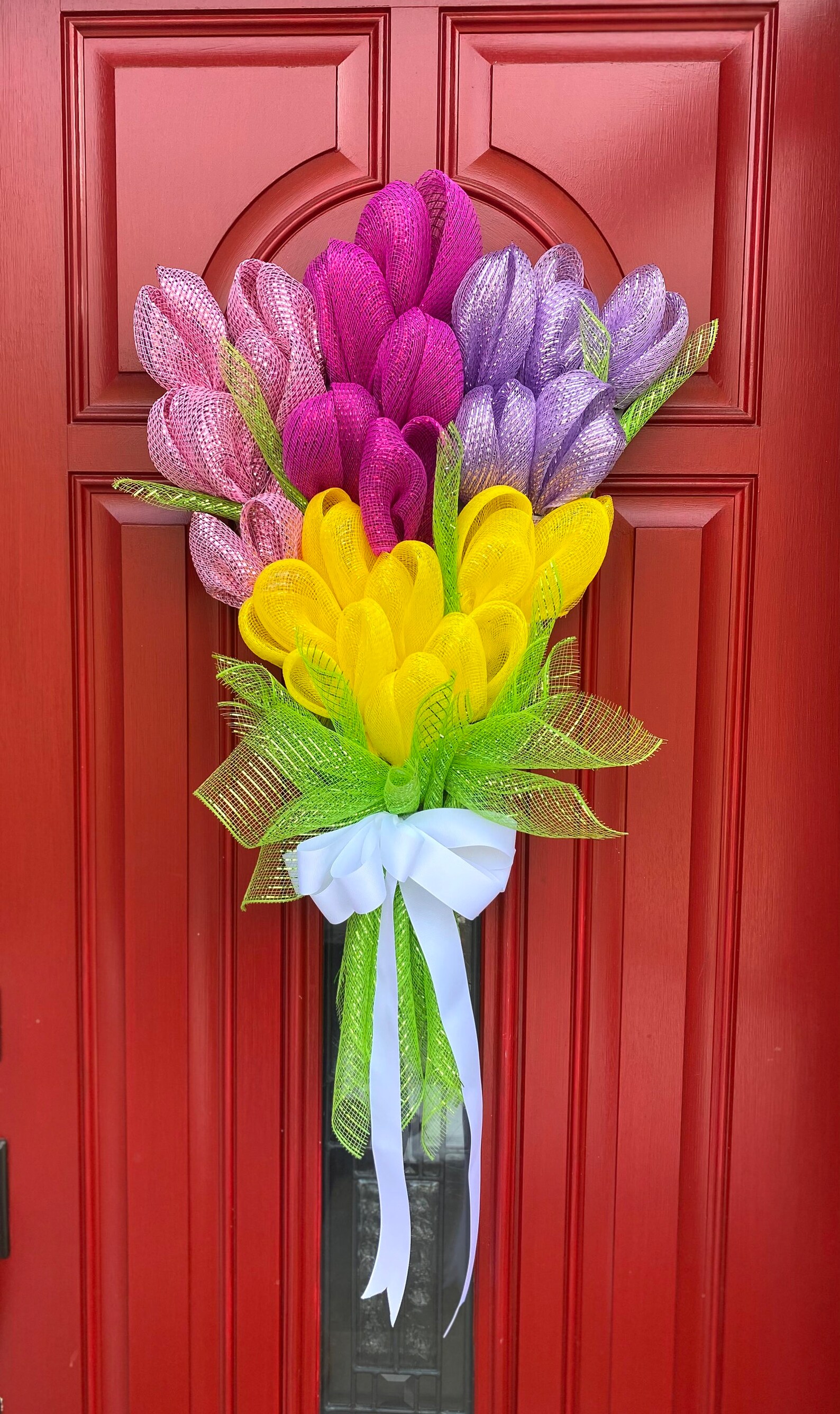 Tulip Flower Bouquet Wreath for Your Front Door, Flower Bouquet