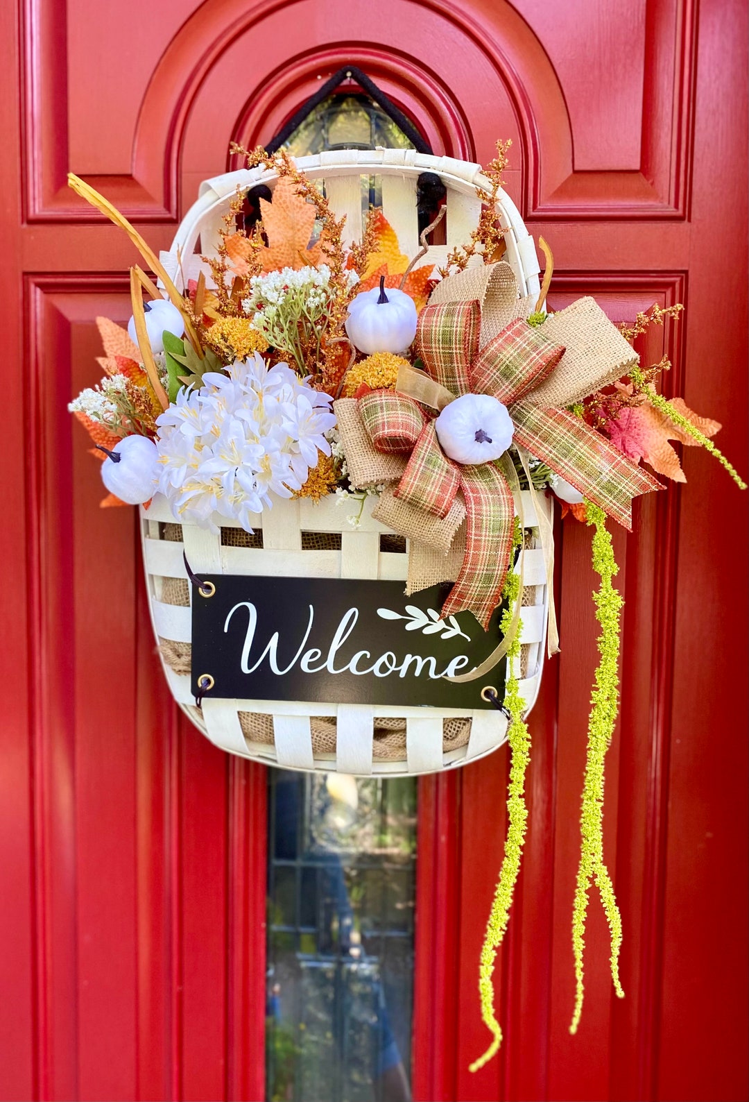 Fall Basket for Front Door Door Decor Harvest Etsy