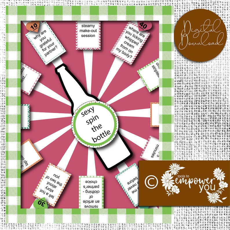 Printable Sexy Spin The Bottle Date Night Kit Ts For Etsy 
