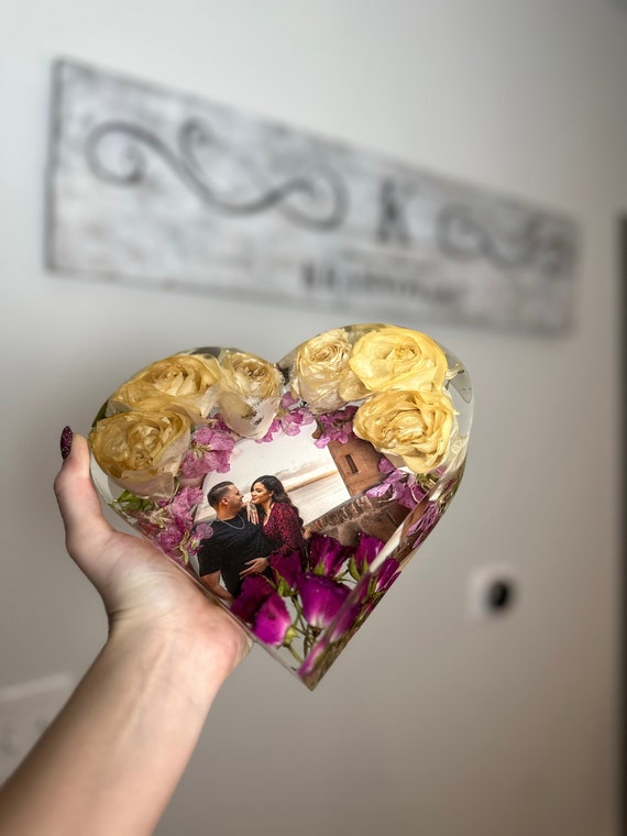 Resin 3D Heart Flower Preservation Love Picture Preserved in