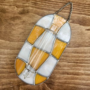 Orange Stained Glass Plant Propagation Station | Suncatcher Plant Holder