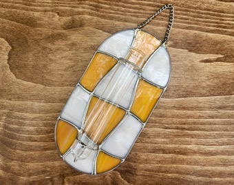 Orange Stained Glass Plant Propagation Station | Suncatcher Plant Holder