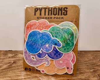Rainbow Pythons Sticker Pack | Holographic Water-Resistant Stickers | 12 pack