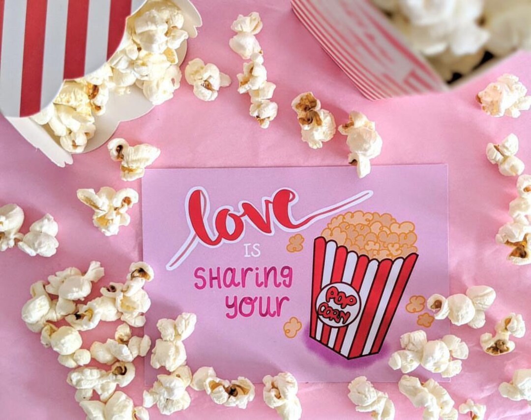 POPCORN LOVE Love is Sharing Your Popcorn A5 Print Etsy UK