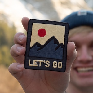 Lets's Go Mountain Outdoor Adventure Iron on/Sew on patch | 2.75" x 3.5"