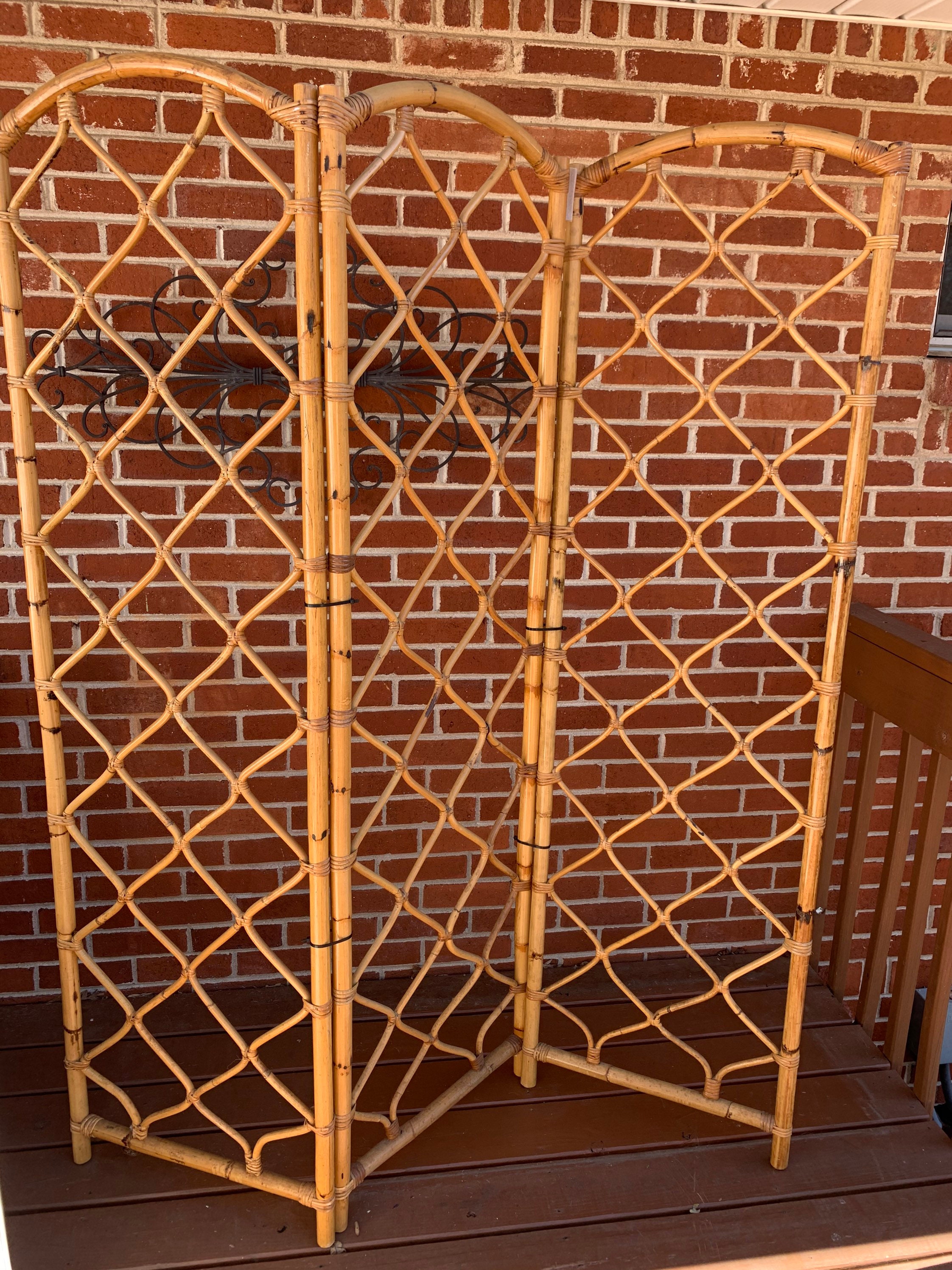 Vintage bamboo arched room divider MCM local pickup 3 panels Etsy