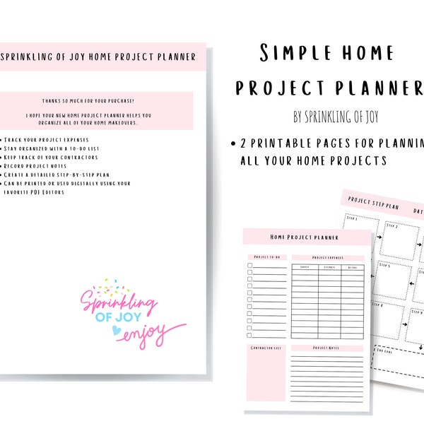 Home Project Planner, Digital Planner, Mental Health Planner, Printable Planner, Digital Planner iPad, Digital Planner Goodnotes, ADHD