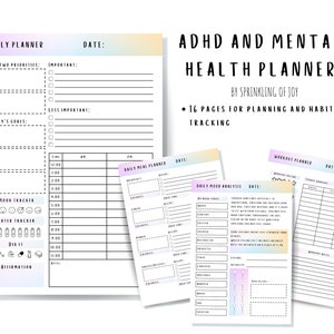 Mental Health Planner, Digital Planner, Printable Planner, Digital Planner iPad, Digital Planner Goodnotes, Digital Planner Undated, ADHD