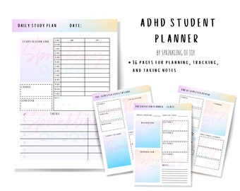 Planejador de estudante, planejador digital, planejador de TDAH, planejador universitário, planejador para impressão, planejador Goodnotes, planejador iPad