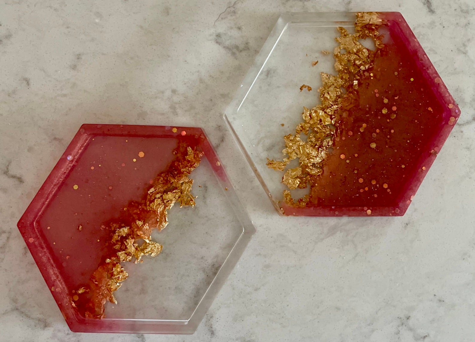 Custom Hexagon Resin Coasters set of 2 Etsy