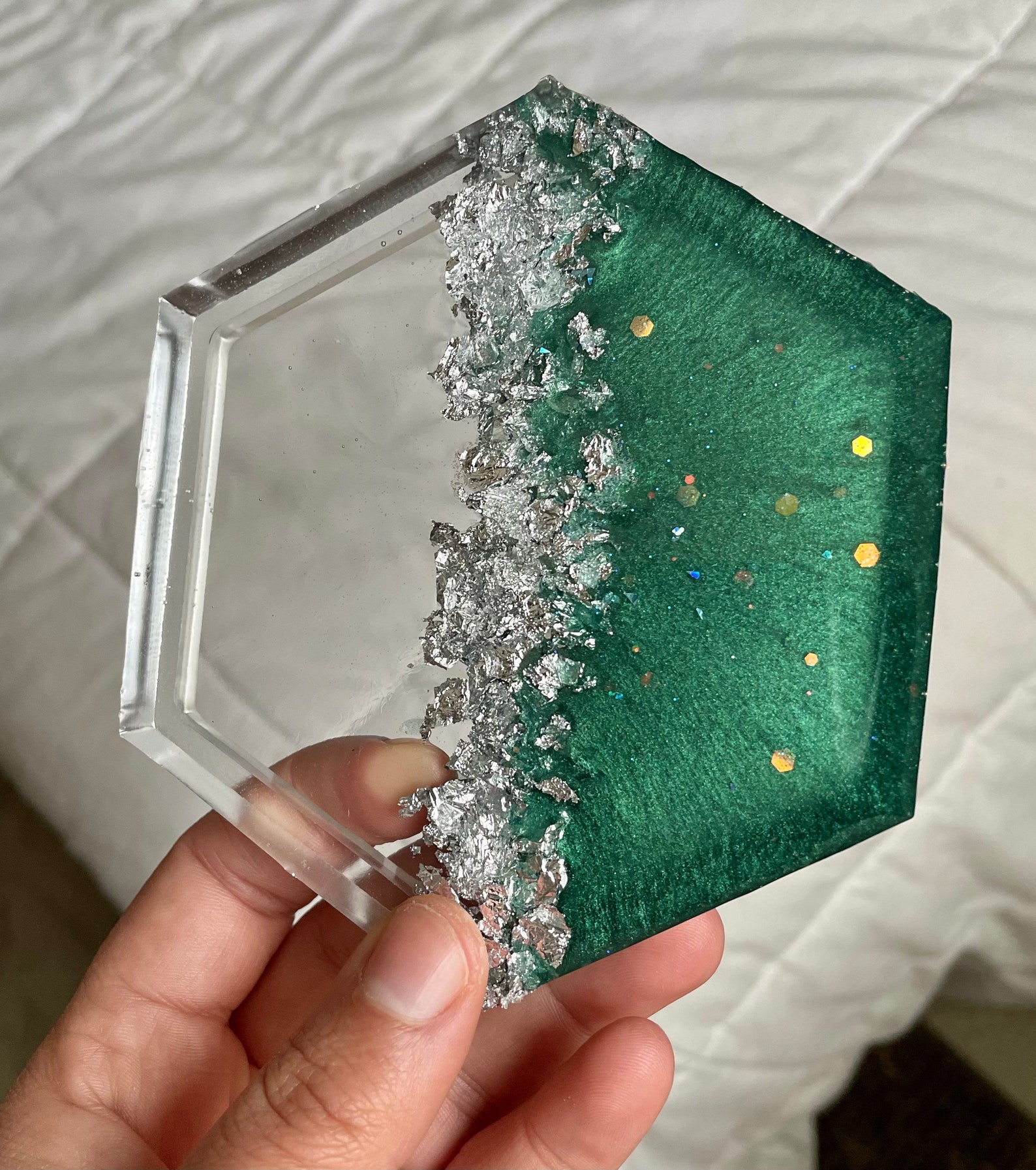 Custom Hexagon Resin Coasters set of 2 Etsy