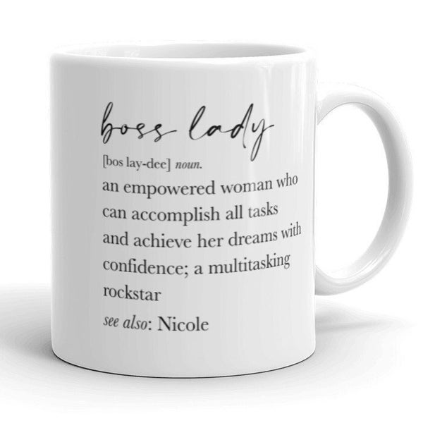 Boss Lady Mug, Cadeau de patron féminin, Cadeau d’entrepreneur féminin, Mug de nom personnalisé, Cadeau pour PDG Femme, Mug de patron de fille, Cadeau de nouveau propriétaire d’entreprise