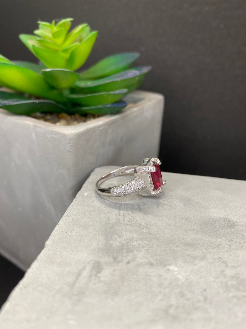 Sterling Silver And Ruby Ring Size 5.75