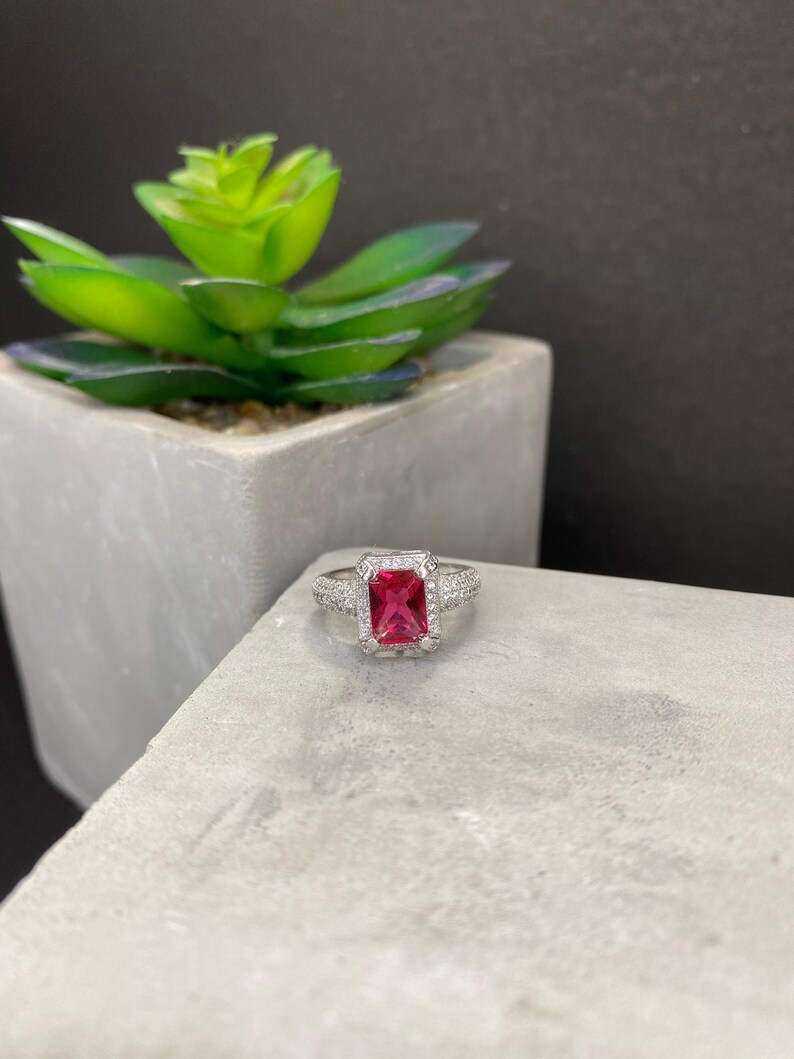 Sterling Silver And Ruby Ring Size 5.75