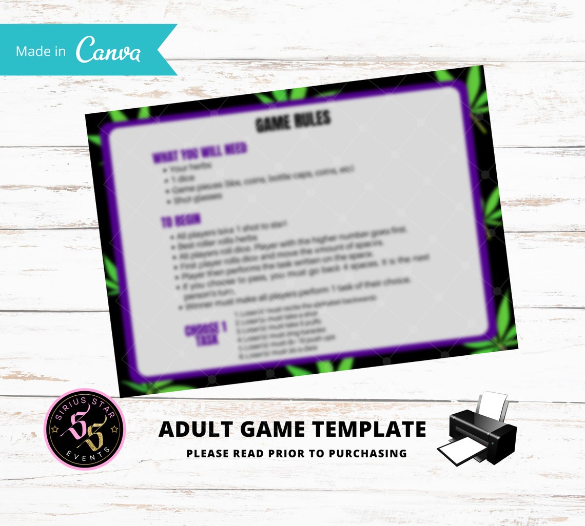 Adult Smoking Game 420 Game Smoking Drinking Game Stoners Etsy