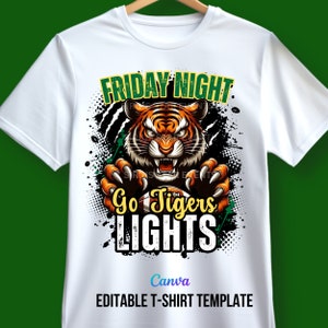 Tiger Shirt Editable Homecoming TShirt Template, Sports T-shirt, Football T Shirt Design, Canva Template,for T-shirt Iron on, Dtf