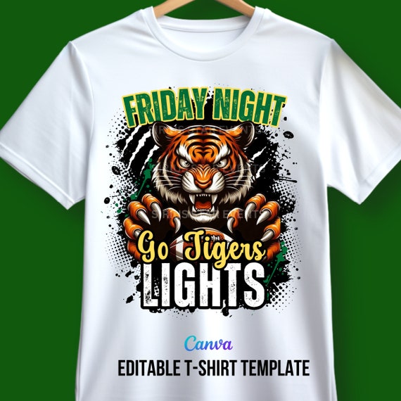 Tiger Shirt Editable Homecoming TShirt Template, Sports T-shirt, Football T Shirt Design, Canva Template,for T-shirt Iron on, Dtf
