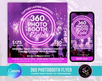 360 photobooth flyer, party flyer, event flyer, wedding reception events, birthday party rentals , party rentals, Event rentals