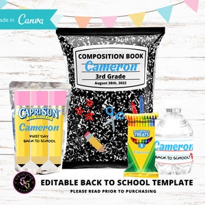 Back to school Chip Bag, Back To school Templates, Back to School edit and print out yourself