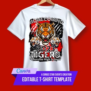 Editable Homecoming Sports TShirt Template, Football T Shirt Design, Canva Template,for T-shirt transfer, sublimation, dtf and more