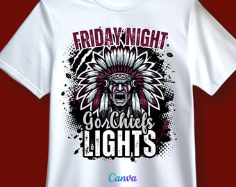 Modello modificabile per maglietta da ritorno a casa Chieftain Shirt, maglietta sportiva, design per maglietta da calcio, modello Canva, per stirare la maglietta, DTF
