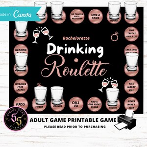 Drinking Roulette game, bachelorette game, game night, girls night games, wedding games, bachelorette party games