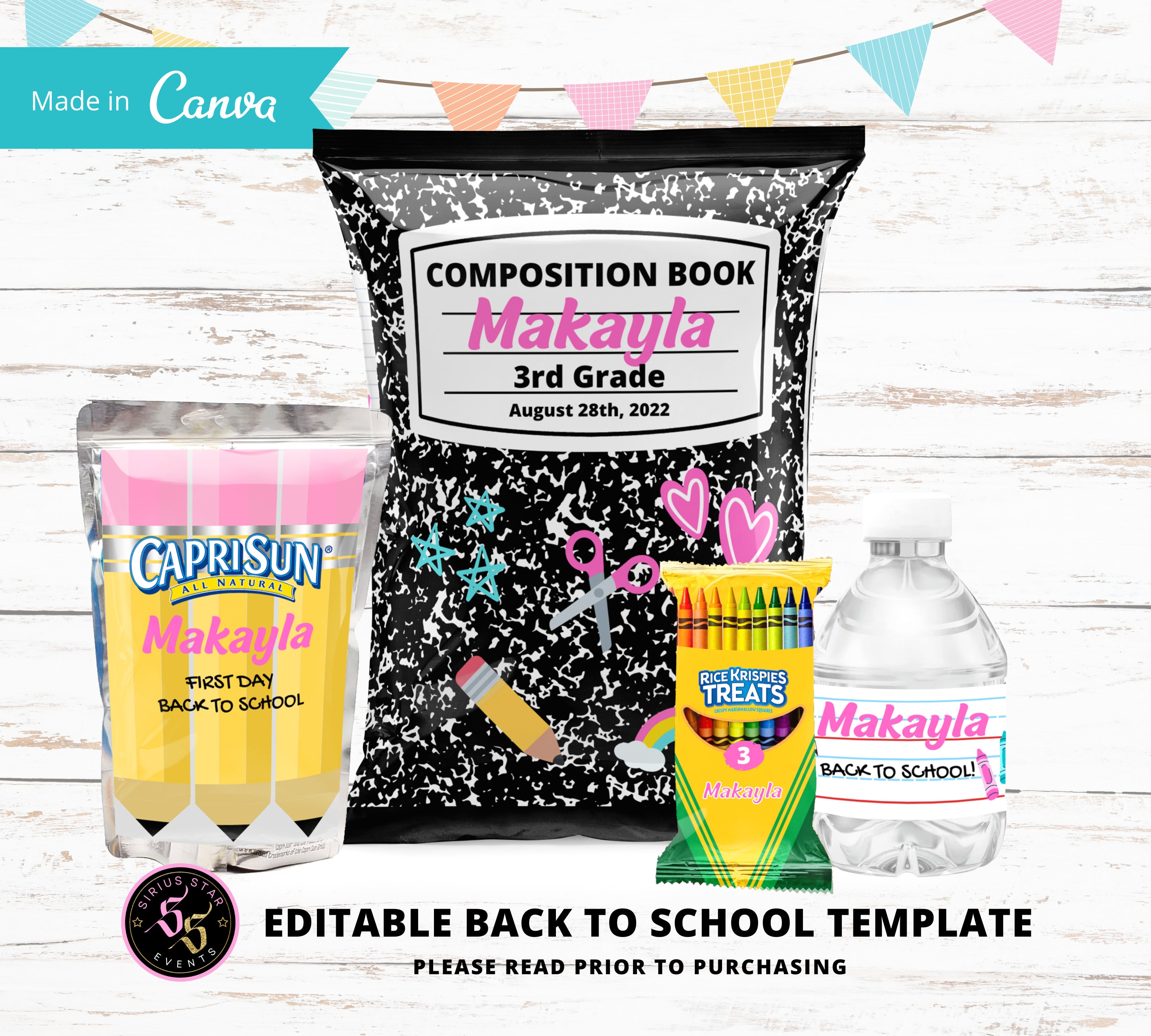 Back to school Chip Bag, Back To school Templates, Back to School edit and print out yourself