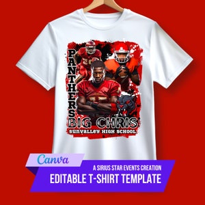 Editable Sports TShirt Template, Football T Shirt Design, Canva Template,for T-shirt transfer, sublimation, dtf, uv dtf or direct to garment