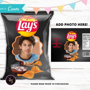 Custom Chip Bags Chip Custom Bag, Personalized Lays Bag, Party Favor Bags, Birthday Party Chips for any age, Digital File Only
