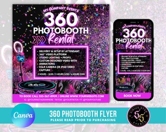 360 photobooth flyer, party flyer, event flyer, wedding reception events, birthday party rentals , party rentals, Event rentals, 360 booth