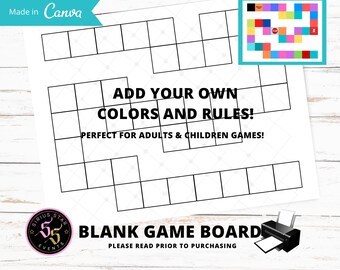 Blank game board, kids game board, adult game board, canva game board, fill in the blanks