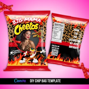 Custom Chip Bags,Custom chip Bag, Personalized Cheeto Bag, Party Favor Bags, Birthday Party Chips, Style 1, Digital File Only