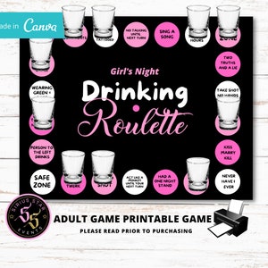 Drinking Roulette game, bachelorette game, game night, girls night games, wedding games, bachelorette party games