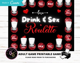 Adult Sex Game, drinking game, wedding game, date night game, Valentines day game, game board template,