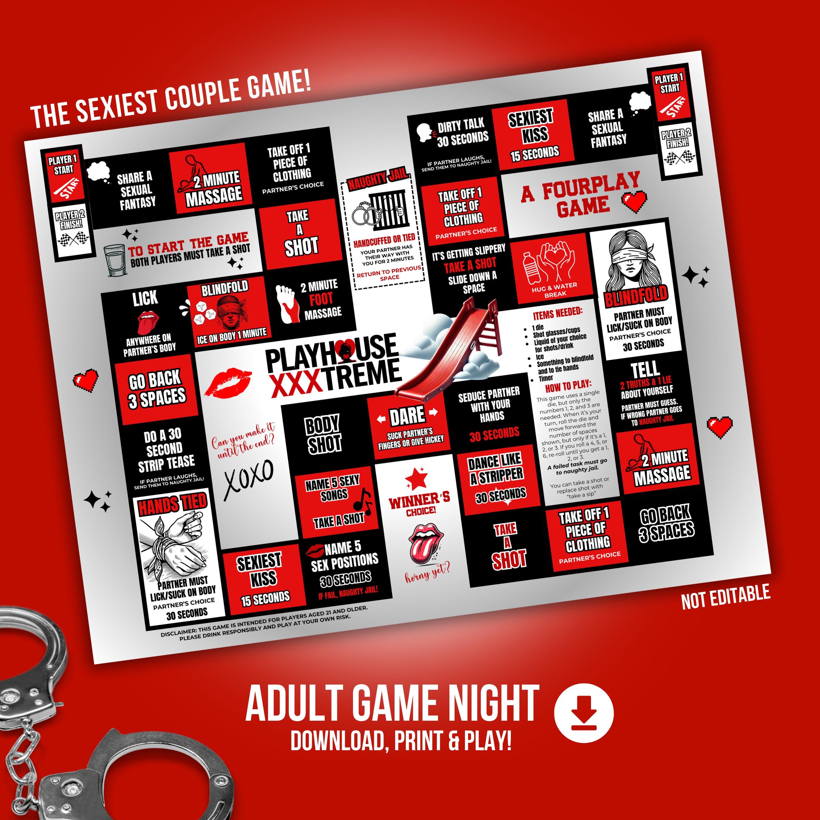 Adult Sex Game, drinking game, honeymoon game, date night game, , game board template,  Valentines Day Game, Valentines Day Gift
