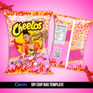Custom Chip Bags,Custom chip Bag, Personalized Cheeto Bag, Party Favor Bags, Birthday Party Chips, Style 1, Digital File Only
