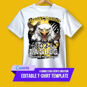 Eagle Shirt Editable Homecoming TShirt Template, Sports T-shirt, Football T Shirt Design, Canva Template,for T-shirt Iron on or heat press,