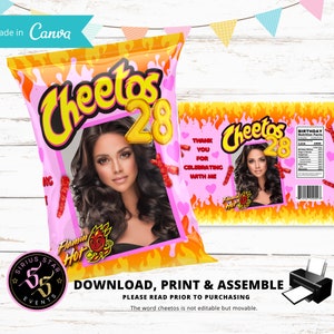 Custom Chip Bags, Cheetos Custom Bag, Personalized Cheetos Bag, Party Favor Bags, Birthday Party Chips, Style 3, Digital File Only