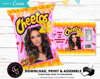 Custom Chip Bags, Cheetos Custom Bag, Personalized Cheetos Bag, Party Favor Bags, Birthday Party Chips, Style 3, Digital File Only