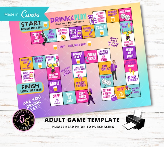 Tablero de juegos de amigos para beber juegos para adultos juegos de fiesta noche de juegos de amigos juego de beber plantilla de fiesta editable juegos de despedida de soltera Etsy
