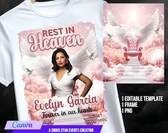 Memorial T-shirt Template Rest in Peace T-shirt for Funeral or Remembrance, In loving memory, Red Gold for sublimation,DTF DTG Print Vinyl