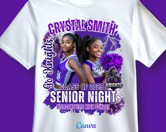 Cheerleader Night Football Shirt Editable Homecoming TShirt Template, Sports T-shirt, Football T Shirt Design, Canva Template,for T-shirt