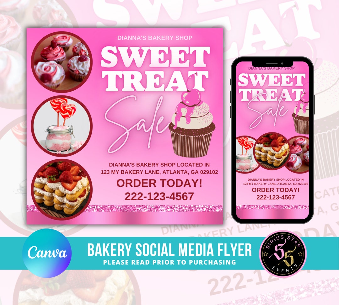 Sweet Treat Flyer Template, Bakery Business, Sweets Business, Cookies
