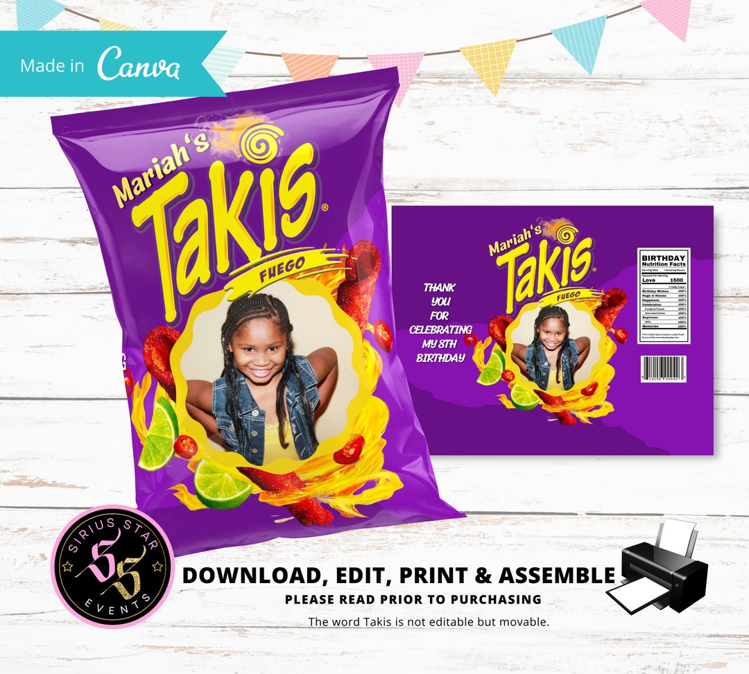 Custom Chip Bags, Taki Custom Bag, Personalized Taki Bag, Party Favor