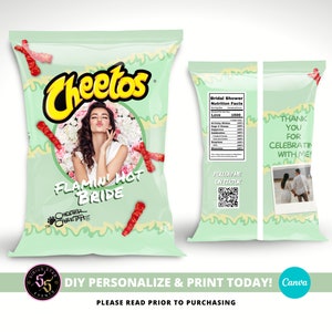 Custom Chip Bags, Cheetos Custom Bag, Personalized Cheetos Bag, Bridal Shower Party Favor Bags, Mint Green Wedding, Digital File Only